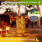 4 Pack Fireworks Birthday Gifts for Women Mom Grandma Solar Lanterns Outdoor Waterproof Garden Decor Metal Hanging LED Decorative Light for Patio Yard Lawn Backyard Front Porch Gardening Gifts