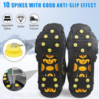 Ice Cleats for Shoes and Boots Men Women Winter Walking Ice Snow Cleats Anti Slip Crampons 10 Steel Studs Overshoe Slip-on Stretch Rubber Footwear