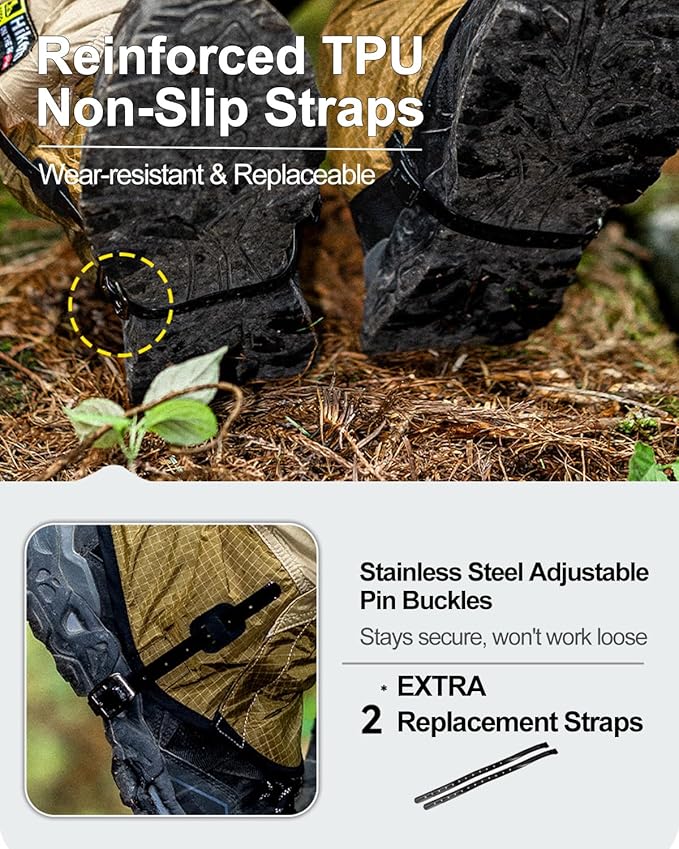 Trail Gaiters, Waterproof Low Shoe Protectors, Adjustable Boots Gators for Hiking & Running - Prevents Debris in Shoes