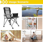 XGEAR Camping Chair with Padded Hard Armrest, Sturdy Folding Camp Chair with Cup Holder, Storage Pockets Carry Bag Included, Support to 400 lbs