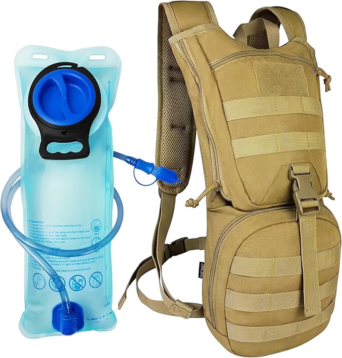 SUNRISING Tactical Molle Hydration Backpack with 3L Water Bladder - Lightweight Military Water Backpack for Hiking, Running, Cycling