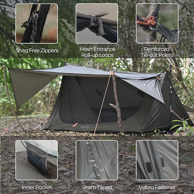 onewind Ultralight One Person Bivy Tent, Backpacking Tent for Single Person Waterproof Silnylon Lightweight for Camping Backpacking Hiking, NO Trekking Pole