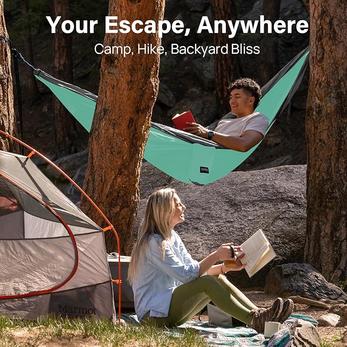 Kootek Camping Hammock, Portable Hammocks with Tree Straps & Attached Carry Bag, Camping Essentials Gear, Perfect for Outside Indoor Hiking Beach Backpack Travel