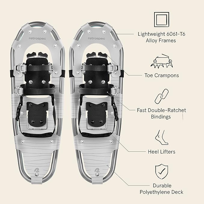 Retrospec Drifter Snowshoe for Men & Women - Aluminum Frames & a Double-Rachet Binding System - Lightweight All Terrain Snow Shoes