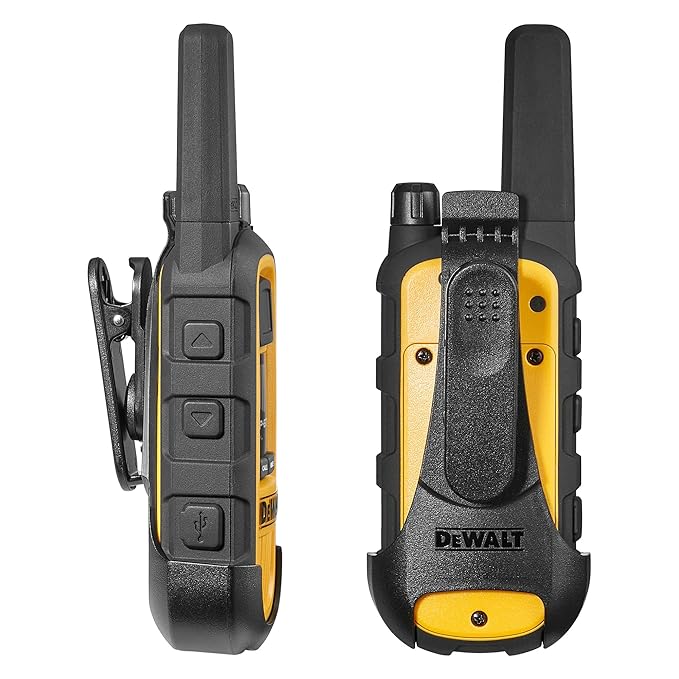 DEWALT DXFRS800 FRS Walkie Talkies Long Range 2 Way Radio, 2 Watt, Waterproof & Rechargeable, 2 Pack