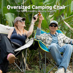 Oversized Camping Chair, Portable Folding Padded Camping Chairs with Cup Holder and Carry Bag, Heavy Duty Outdoor Camping Chairs for Adults, Up to 400Lb, for Fishing (Black-2 Pack)