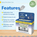 Three Lollies Queasy Wrist Bands - Natural Non-Drowsy Nausea Relief & Sickness Prevention - Travel & Motion Sickness - Relief from Nausea - Gray - 1 ct (2 Wrist Bands)