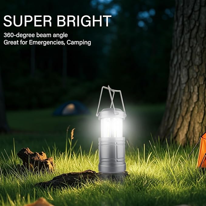 4 Pack Camping Lanterns, Battery Powered LED Lantern for Hurricanes, Power Outages, and Outdoor Use