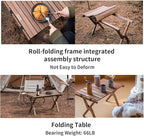 Naturehike Camping Folding Table, Roll-Up Table with Carry Bag, Portable Wood Outdoor Table for Low Picnic, Beach, Camping, Travel, Party, Beach, Garden, Backyard BBQ, Black Walnut Wood