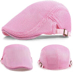 2 Pack Men's Mesh Cap Breathable Summer Newsboy Hat Adjustable Beret Ivy Cap Irish Cabbie Driving Hunting Hats