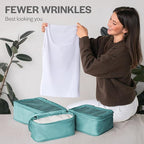 Compression Packing Cubes for Travel - Luggage Organizer Bags - Double Zipper Packing Cubes for Suitcases (2-Pack, Teal)