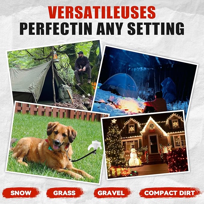 30 Pack 8" Screw in Tent Stakes Heavy Duty- Ground Anchors Screw- Tent Pegs Camping Stakes- Hex Pegs Drillable Tent Stakes and Hexagon Head Drive and Storage Box (White)