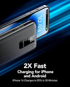 30000mAh Portable Charger LED Display Power Bank Fast Charging QC 3.0& PD External Battery Pack USB C Cell Phone Charger Compatible with iPhone 16/15/14/13 Pro Series Steam Samsung Galaxy iPad Tablet