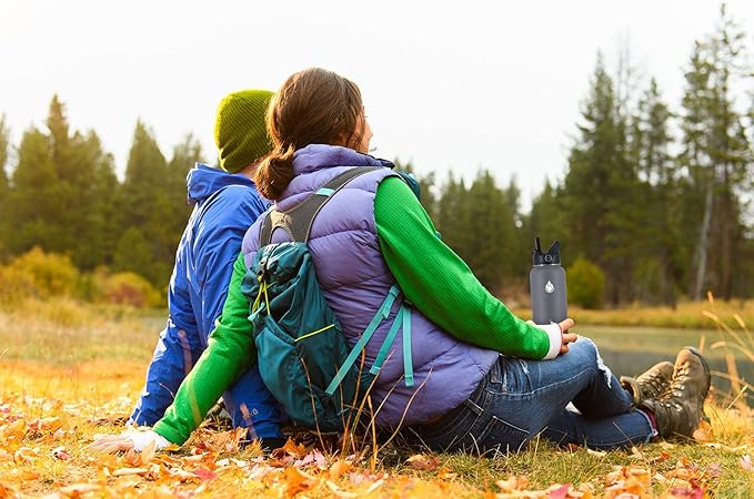 SENDESTAR Stainless Steel Water Bottle, Wide Mouth 32 oz Water Bottle with Straw Lid, Spout Lid, Double Wall Vacuum Insulated Leak Proof, Keeps Liquids Hot or Cold (Gray)