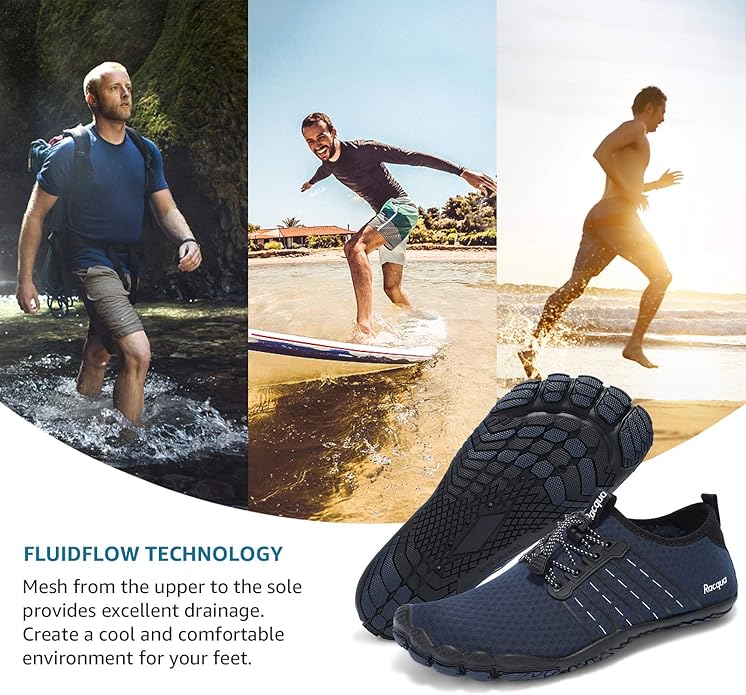 Racqua Water Shoes Quick Dry Barefoot Beach Aqua Sport Swim Surf Pool Hiking Diving Walking for Men Women