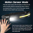 Headlamp Rechargeable 8 Pack, LED Headlight Flashlight Super Bright with 230° Wide Beam, Motion Sensor, 5 Modes Waterproof Head Lamp for Outdoor Hiking Running Camping