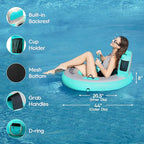 Round Floating Ring Inflatable Water Hammock Heavy Duty River Floats Lake Raft for Adults Tanning Pool Lounger Float Island Platform Pad Mat for Party