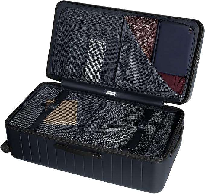 Away Large Trunk Luggage, 31 Inch Hardside Suitcase with Spinner Wheels, Lightweight & Durable, TSA Lock, Ideal for Long Trips, Navy Blue