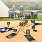 Solar Power Bank 66800mAh Portable Charger with USB-C in/Output 22.5W QC3.0 Fast Charging 5 Out Ports Battery Pack Built-in 32 Led Flashlights for Cell Phone Camping and Hilking