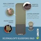 Klymit Klymaloft Lofted Inflatable Sleeping Pad for Camping With Memory Foam, Ultra-Thick Hiking and Backpacking Air Bed, 5 Inch Thick, Regular