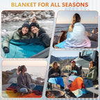 Camping Blanket, Packable Down Alternative Puffy Outdoor Blankets Lightweight Water-Resistant Compact Outdoor Blanket for Airplane Travel Picnic Stadium Hiking Party Cold Weather 55"x78.8"