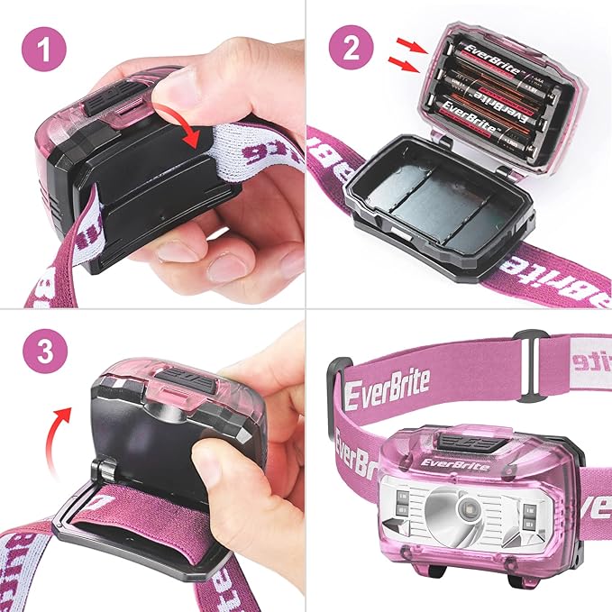 EverBrite Headlamp, 2 Pack Kids Headlamp with Red Light and Memory Function, Head Lamp for Adults and Kids with 5 Modes, Bright Headlamps for Camping, Running, Batteries Included