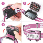 EverBrite Headlamp, 2 Pack Kids Headlamp with Red Light and Memory Function, Head Lamp for Adults and Kids with 5 Modes, Bright Headlamps for Camping, Running, Batteries Included