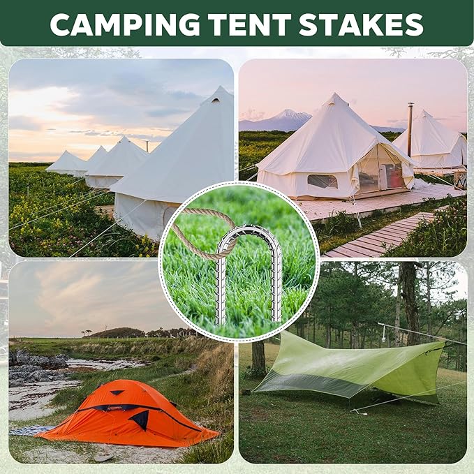 30 Pieces 12 Inch Long 5/16 Inch Diameter Rebar Tent Stakes Heavy Duty, Ground Anchors,Rebar Yard Fence Metal Lawn Bounce House Stakes Heavy Duty, Chain Link Fence J Hooks for Garden Wire Fencing