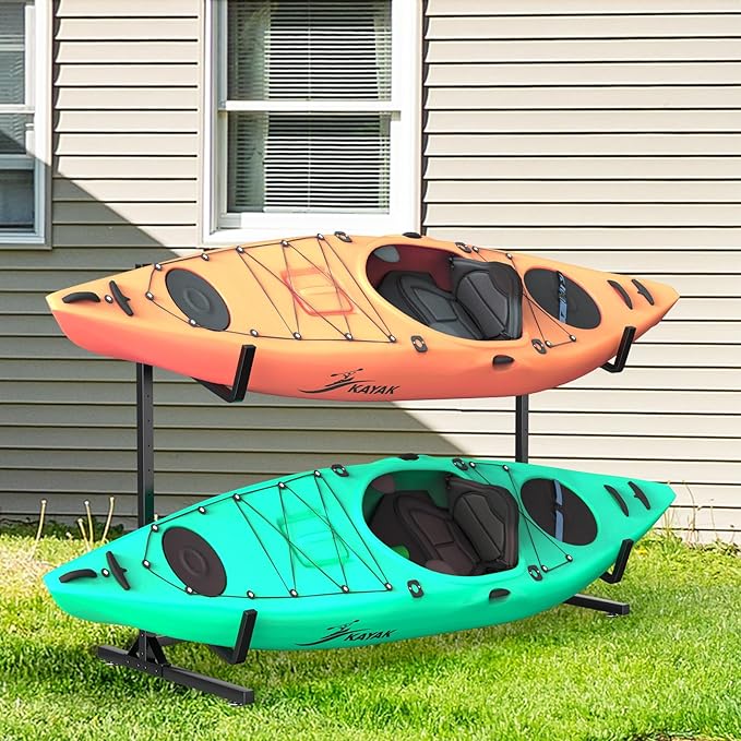 Kayak Rack for Outdoor Storage, Kayak Storage Rack, Adjustable Freestanding Kayak Rack Stand Holder for Paddleboard Surfboard for Indoor, Outdoor