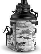 Combat Canteen - 64oz Insulated Water Bottle with Paracord Handle, Stainless Steel Water Jug with Rugged Pockets for Keys, Wallet & Phone - White Digital