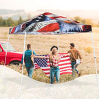 EAGLE PEAK 10x10 Slant Leg Pop-up Canopy Tent Easy One Person Setup Instant Outdoor Beach Canopy Folding Portable Sports Shelter 10x10 Base 8x8 Top (American Icon)