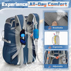 RAINSMORE Foldable Hiking Backpack for Women Men Packable Camping Backpack 40L Waterproof Hiking Daypack Bag Lightweight Collapsible Daypack for Travel Trekking Mountaineering Large Capacity Blue