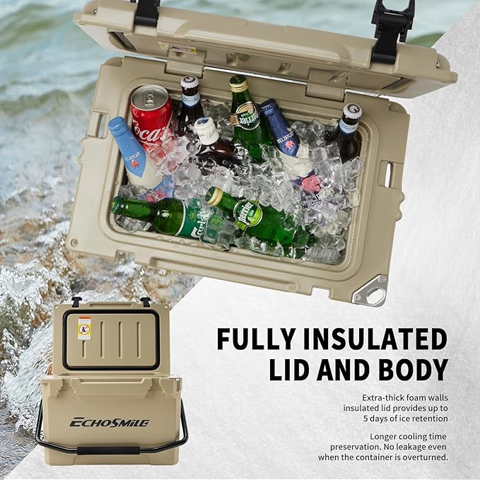 EchoSmile 25/30/35/40/60/75 Quart Rotomolded Cooler, Built to Stand up to The Rigors of The Journey