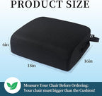 MABOZOO Extra Thick Chair Cushions,Office Chair Booster Seat Cushion to Raise Seat Height for Pain Relief,18 x 16 x 6 inch Non Slip Memory Foam Thick Cushion with Carry Handle（Black）