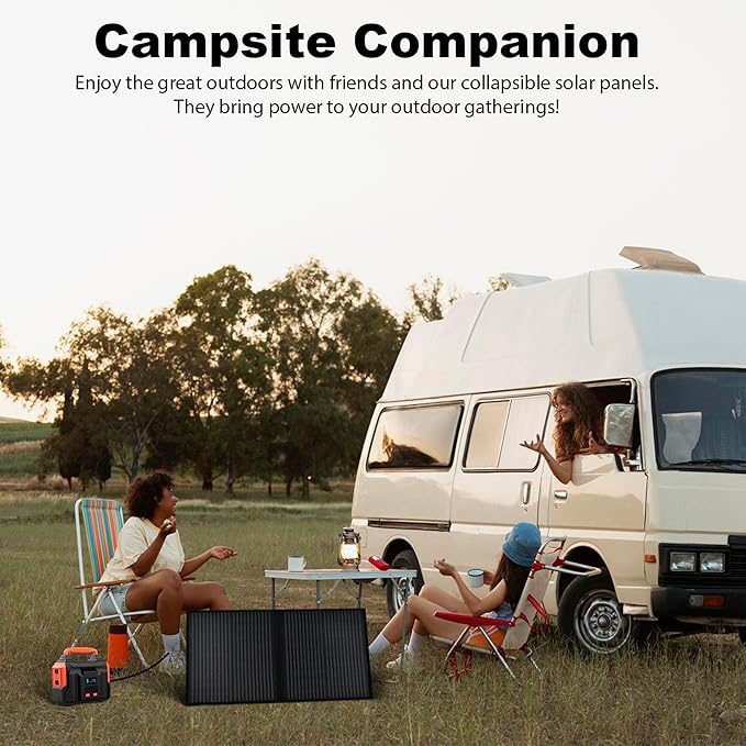 Portable 100 Watt 12V Foldable Solar Panel with Adjustable Kickstands and Waterproof IP65 Design for Power Station, Travel, Outdoor Camping, RVs, and Off-Grid Applications