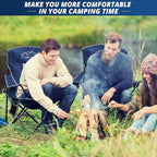 2PCS Mesh Folding Camping Chairs, Oversized Portable Outdoor Chairs, Weight Capacity 325 lbs with Cup Holder, Storage Pocket, Carry Bag Blue