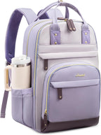 LOVEVOOK Laptop Backpack Women with Giant Cup Holder,15.6 inch Work Travel Backpack Computer Laptop Bag,Cute College Nurse Teacher Backpack Purse,Gift for Women & Men,Taro purple-Light purple-Purple