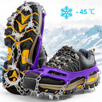 Crampons Ice Cleats Traction Snow Grips for Boots Shoes Women Men Anti Slip 19 Stainless Steel Spikes Safe Protect for Hiking Fishing Walking Climbing Mountaineering