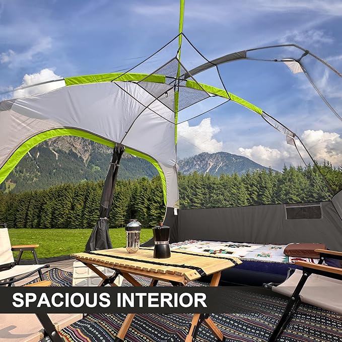 CAMPROS CP Tent 8 Person Camping Tents, Waterproof Windproof Family Tent with Top Rainfly, Large Mesh Windows, Double Layer, Easy Set Up, Portable with Carry Bag, for All Seasons