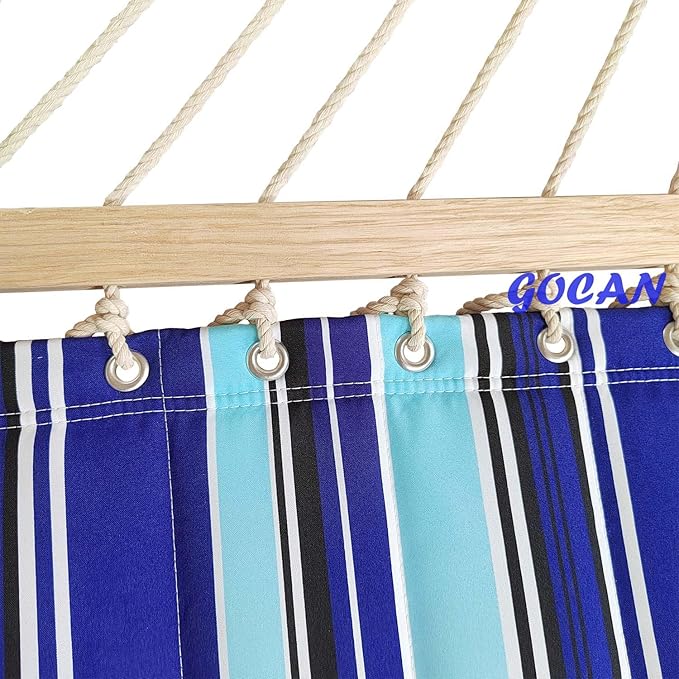 Double Hammock with Quilted Fabric and Spreader Bars,Longer and Sturdier,Quality Hammocks for Outdoor Indoor Patio Yard