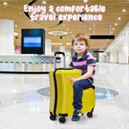 Kids Ride On Suitcase with Wheels, Scooter Luggage for Toddlers Travel, Durable Children's Suitcase for Boys & Girls Ages 2-15 Years Yellow
