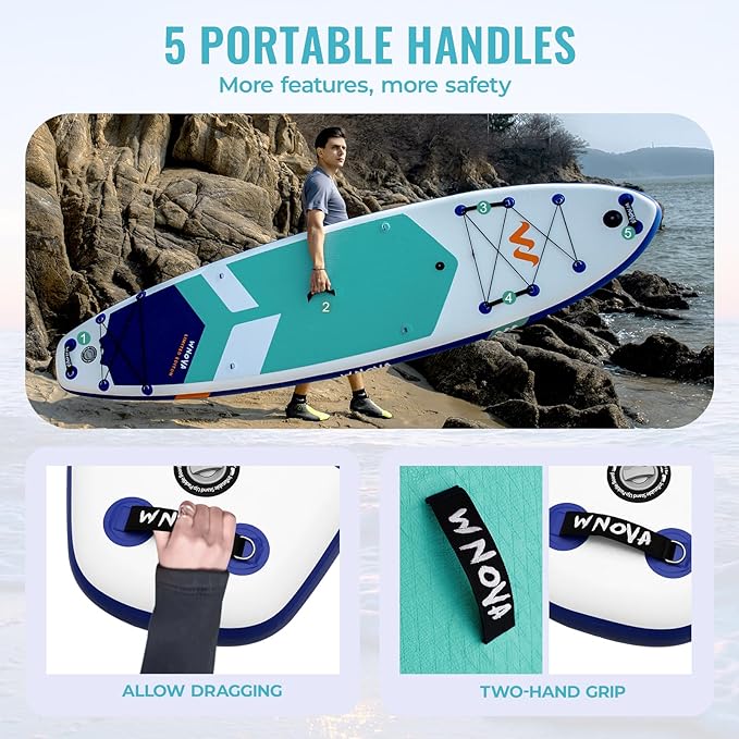 11'6"x35" Extra Wide Stand Up Paddle Board Inflatable for All Levels, 430LBS Capacity SUP Paddleboard with Complete Accessories, Double Acton Pump, Blow Up Paddle Board for Family