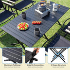 Roll-Up Camping Table Black Aluminum Low Folding Table for Outdoor Picnic BBQ Backyard Beach Easy Carrying in Bag-4FT