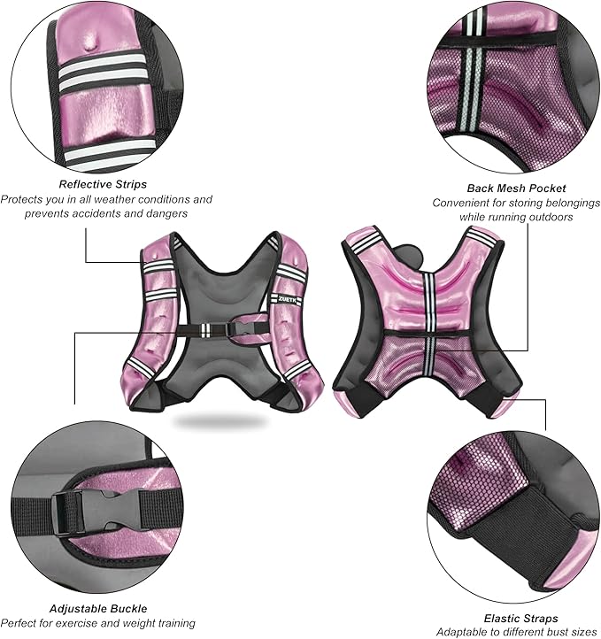 Weighted Vest, 6lb/8lb/12lb/16lb/20lb/25lb/30lb Weight Vest with Reflective Stripe, Weighted Vest for Men Women Workout Equipment for Strength Training, Running, Jogging, Fitness, Weight Loss