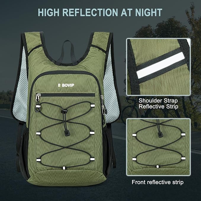 BOVIP Lightweight Hydration Back,15L Multipurpose Hiking Backpack with 1.5L Water Bladder ,Hydro Water Daypack for Cycling Hiking Rave for Men Women