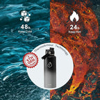 BUZIO Insulated Water Bottle with Straw Lid and Flex Cap, 40oz Modern Double Vacuum Stainless Steel Water Flask, Cold for 48 Hrs Hot for 24 Hrs Simple Thermo Canteen Mug