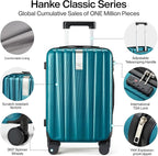 Hanke 20 Inch Carry On Luggage 22x14x9 Airline Approved Lightweight PC Hard Shell Suitcases with Wheels Travel Luggage Rolling Suitcase Travel Luggage Bag Christmas Gifts for Birthday(Caribbean Blue)