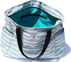 ESVAN Large Foldable Beach Bag for for Women with Dry Wet Compartment Waterproof Sandproof Travel Gym Picnic Handbag