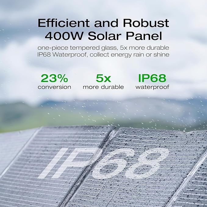 EF ECOFLOW Solar Generator DELTA 2 Max 2048Wh With 400W Solar Panel, LFP Battery Portable Power Station Up to 3400W AC Output Fast Charging 0-80% in 43 Min solar powered generator For Camping, RV