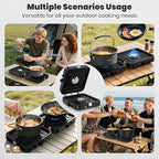 Camp Stove Propane, 2 Burner Folding Propane Camping Stove with Carrying Bag, Adjustable High Heat Burners & Piezo Push-Button Instant Ignition, Outdoor Tailgating, Backyard BBQ Camping Essentials